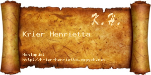 Krier Henrietta névjegykártya